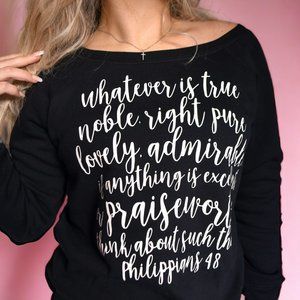 Philippians 4:8 Bible Verse Wideneck Sweater